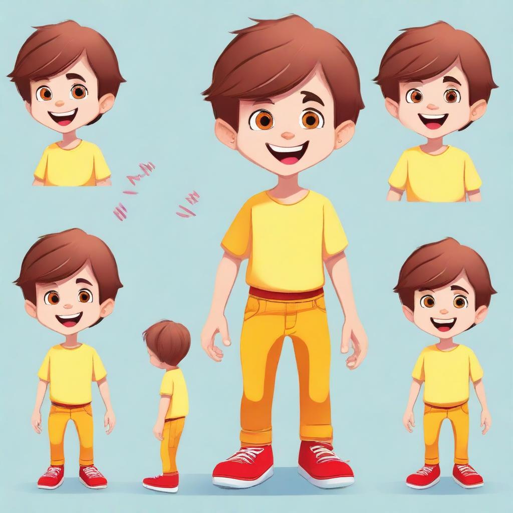 Create a character of a cute little 5-year-old boy with the same hair color and eye color