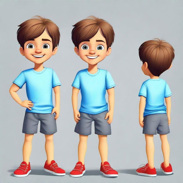 Create a character of a cute little 5-year-old boy with the same hair color and eye color