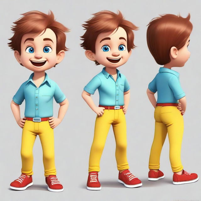 Create a character of a cute little 5-year-old boy with the same hair color and eye color