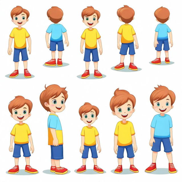 Create a character of a cute little 5-year-old boy with the same hair color and eye color