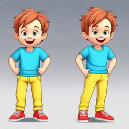 Create a character of a cute little 5-year-old boy with the same hair color and eye color