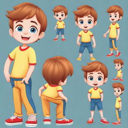 Create a character of a cute little 5-year-old boy with the same hair color and eye color