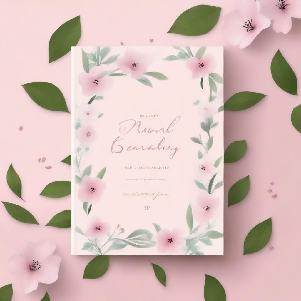 A book cover design featuring simple pastel pink flowers scattered across the cover