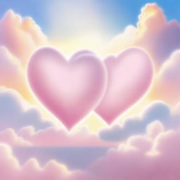 A beautiful and heartwarming depiction of love between two hearts, symbolized by intertwined hearts glowing with warmth and affection