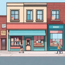 A background scene featuring a store