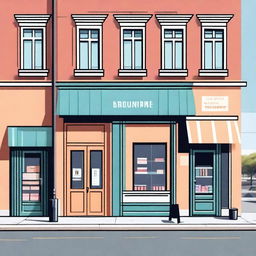 A background scene featuring a store