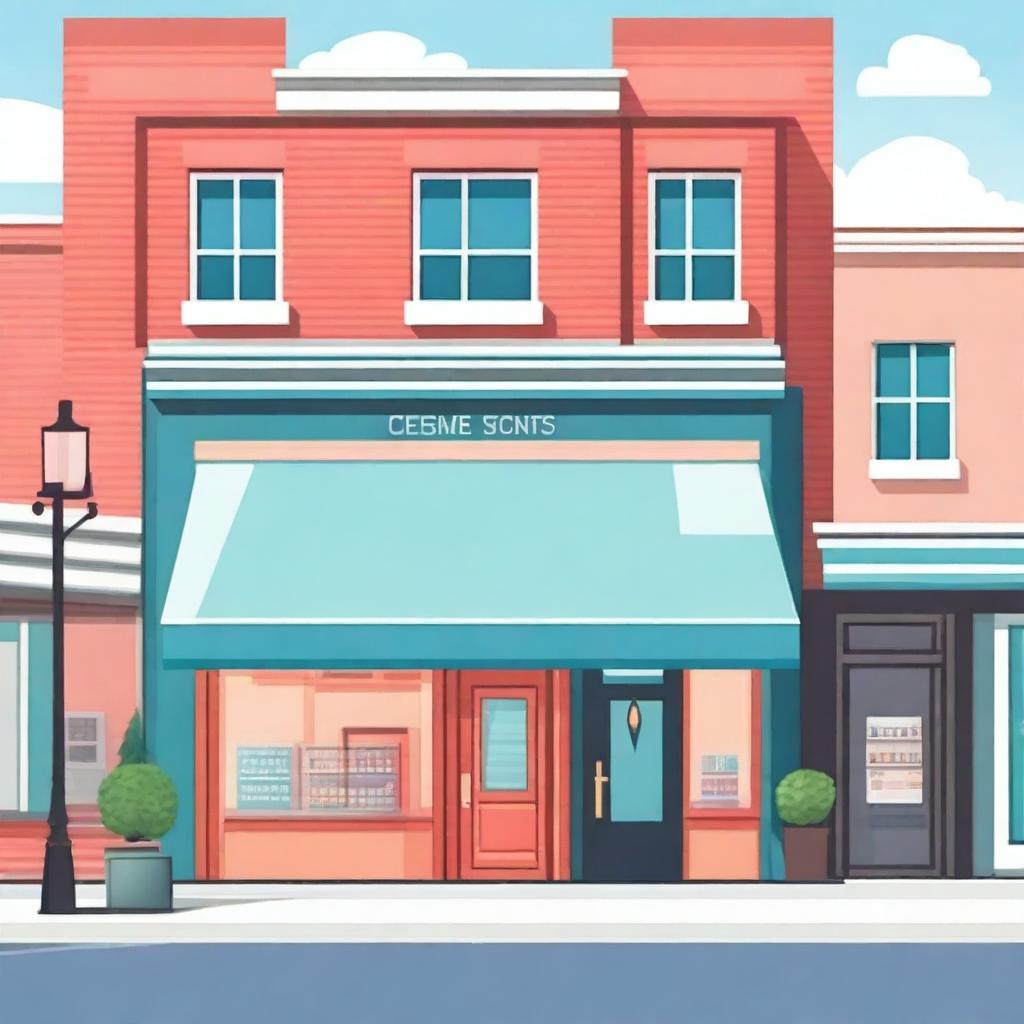 A background scene featuring a store