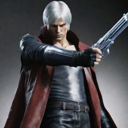 Dante from Devil May Cry, holding his iconic silver gun in a dynamic pose