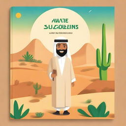 Create a book cover for a book titled 'Zayed Teaches Sustainability' with a desert theme