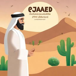 Create a book cover for a book titled 'Zayed Teaches Sustainability' with a desert theme