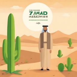 Create a book cover for a book titled 'Zayed Teaches Sustainability' with a desert theme