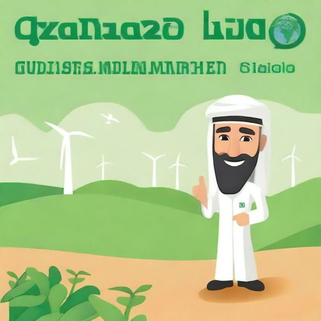 Create a book cover for a book titled 'Zayed Teaches Sustainability' with a focus on sustainability