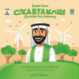 Create a book cover for a book titled 'Zayed Teaches Sustainability' with a focus on sustainability