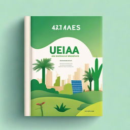 Create a book cover with a sustainability theme focused on the UAE, emphasizing greenery