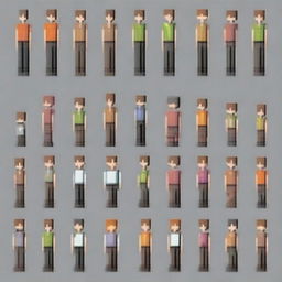 Create a pixel art depiction of a human along with its sprites
