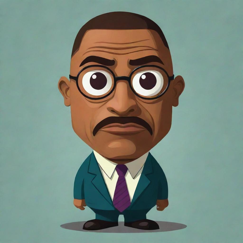 A triangular version of the character Gustavo Fring from 'Breaking Bad', reimagined as a cute Pou character.