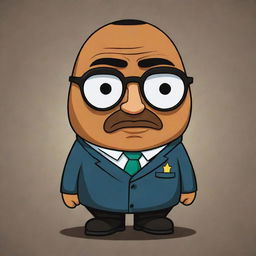 A triangular version of the character Gustavo Fring from 'Breaking Bad', reimagined as a cute Pou character.