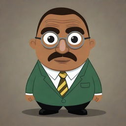 A triangular version of the character Gustavo Fring from 'Breaking Bad', reimagined as a cute Pou character.