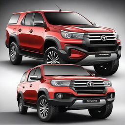 A car design that combines elements of a Toyota Hilux, Innova, and Fortuner, with a giant body similar to a Ford Endeavour