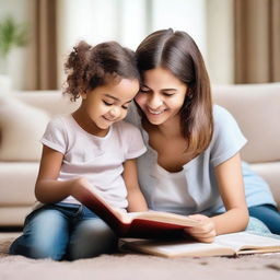 A heartwarming image of a parent and child spending quality time together, engaging in a fun activity like reading a book or playing a game