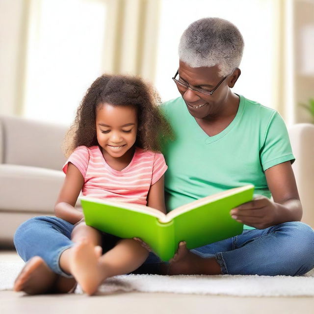 A heartwarming image of a parent and child spending quality time together, engaging in a fun activity like reading a book or playing a game