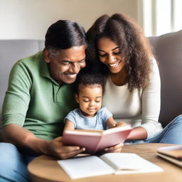 A heartwarming image of a parent and child spending quality time together, engaging in a fun activity like reading a book or playing a game