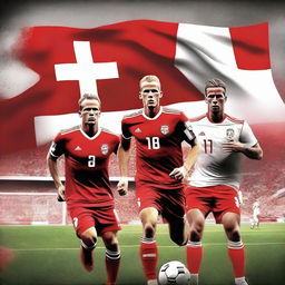 Create a movie poster featuring the Danish football team