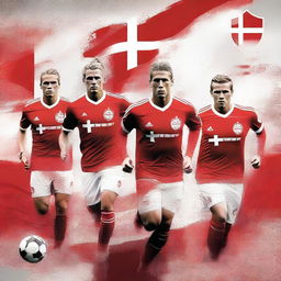 Create a movie poster featuring the Danish football team