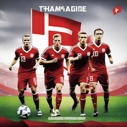 Create a movie poster featuring the Danish football team