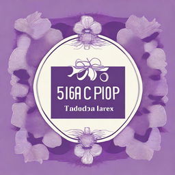 Create an artistic label that says 'Gracias por tu compra' with purple colors