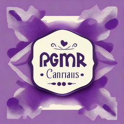 Create an artistic label that says 'Gracias por tu compra' with purple colors