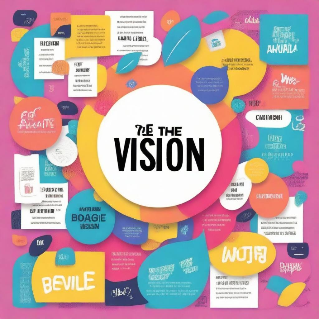 Create a book front cover with the title 'The Vision Board'