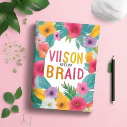 Create a book front cover with the title 'The Vision Board'