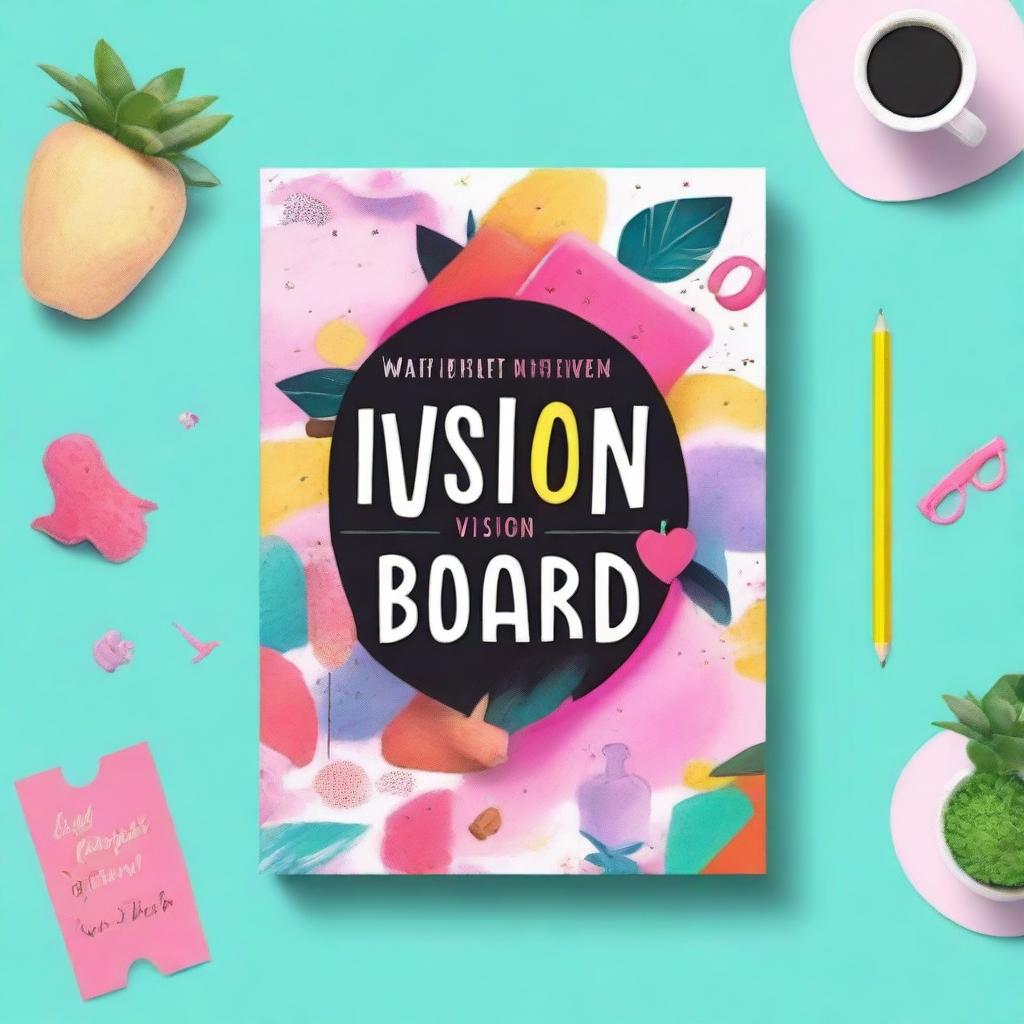 Design a front book cover with the title 'The Vision Board'