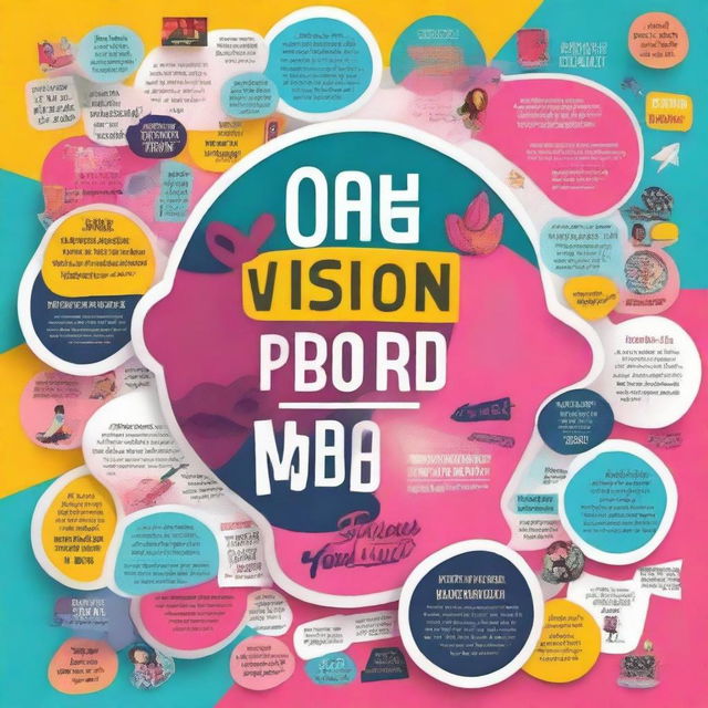 Design a front book cover with the title 'The Vision Board: Power of the Mind'