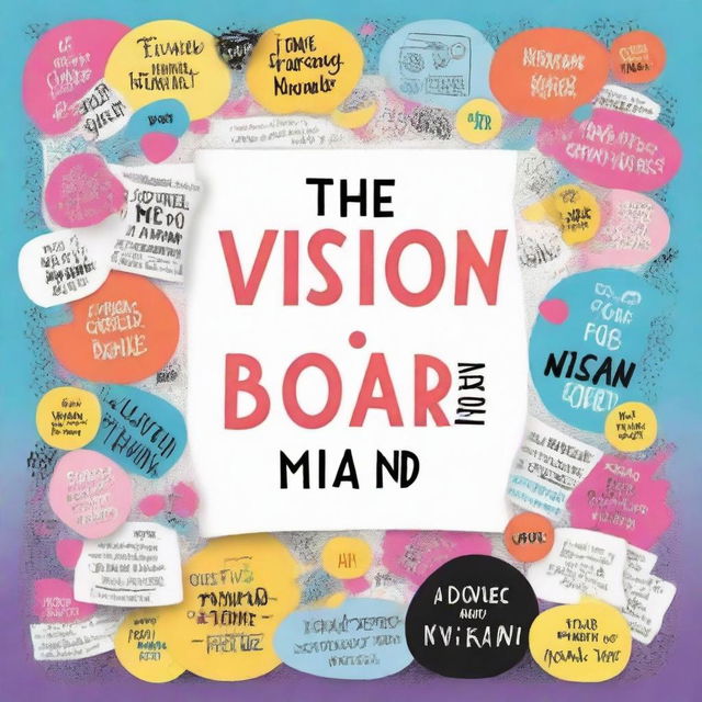 Design a front book cover with the title 'The Vision Board: Power of the Mind'