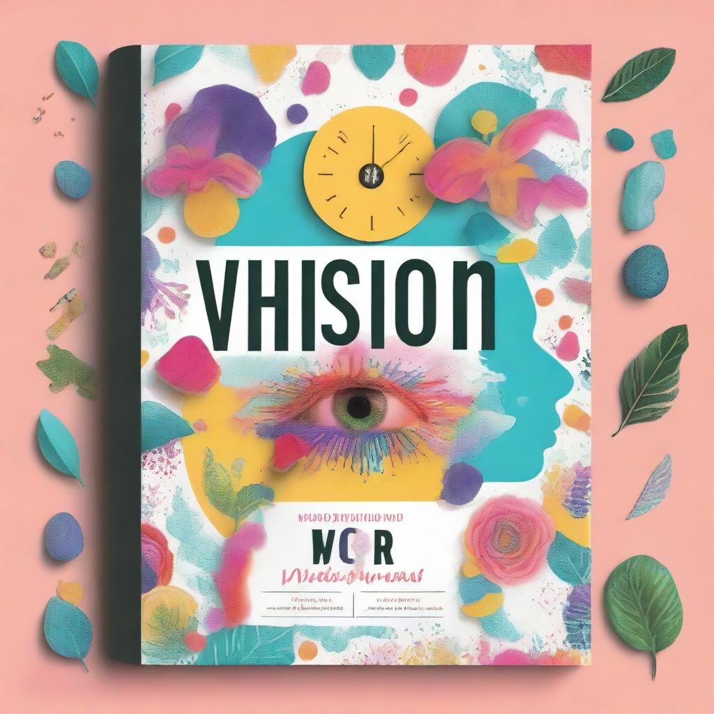 Design a front book cover with the title 'The Vision Board: Mind's Eye'