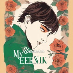 Create a book cover for 'My Clementine Colored Rose' about an anxious preoccupied man who falls in love with a dismissive avoidant woman