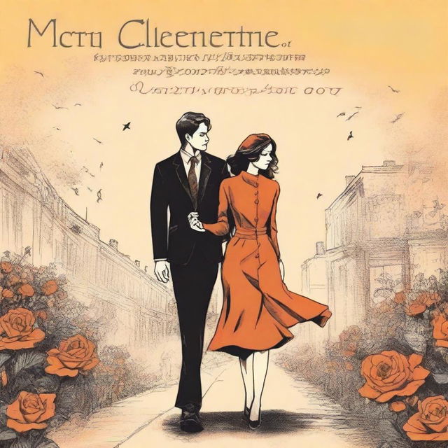 Create a book cover for 'My Clementine Colored Rose' about an anxious preoccupied man who falls in love with a dismissive avoidant woman