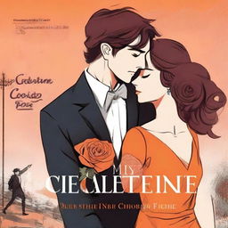 Create a book cover for 'My Clementine Colored Rose' about an anxious preoccupied man who falls in love with a dismissive avoidant woman