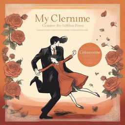 Create a book cover for 'My Clementine Colored Rose' about an anxious preoccupied man who falls in love with a dismissive avoidant woman