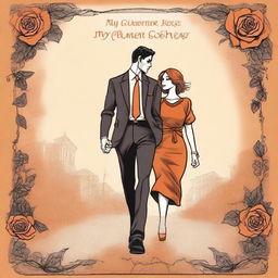 Create a book cover for 'My Clementine Colored Rose' by Robert Cade about an anxious preoccupied man who falls in love with a dismissive avoidant woman