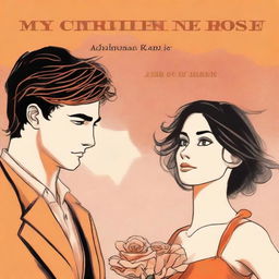 Create a book cover for 'My Clementine Colored Rose' by Robert Cade about an anxious preoccupied man who falls in love with a dismissive avoidant woman