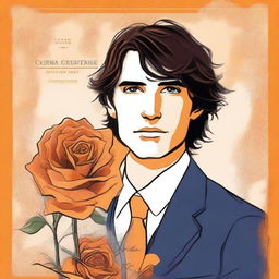 Create a book cover for 'My Clementine Colored Rose' by Robert Cade about an anxious preoccupied man who falls in love with a dismissive avoidant woman