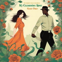 Create a book cover art for a story titled 'My Clementine Colored Rose,' written by Robert Cade