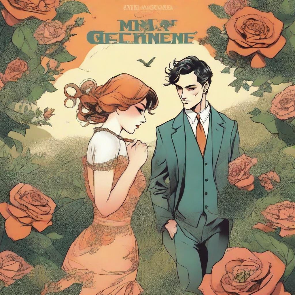 Create a book cover for 'My Clementine Colored Rose' in the style of 'The Great Catsby' manga