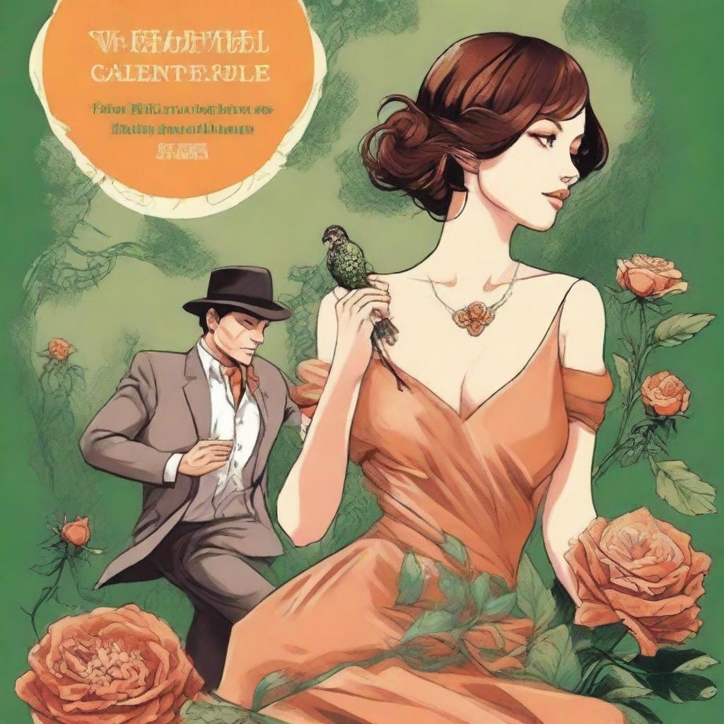 Create a book cover for 'My Clementine Colored Rose' in the style of 'The Great Catsby' manga