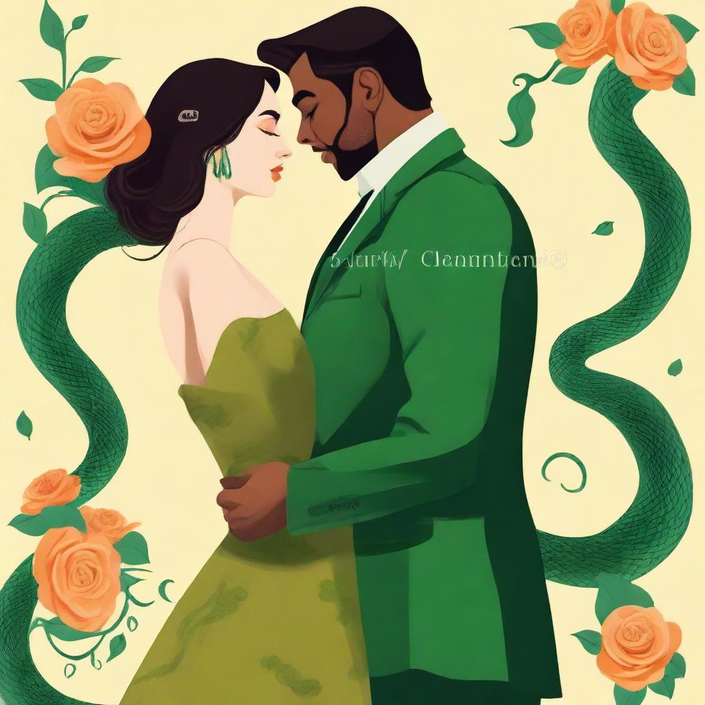 Create a cover art for a book titled 'My Clementine Colored Rose,' about an anxious preoccupied attachment style of a man who falls in love with a dismissive avoidant woman