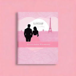 Create a pink book cover featuring a city map of Paris in the background