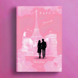 Create a pink book cover featuring a city map of Paris in the background